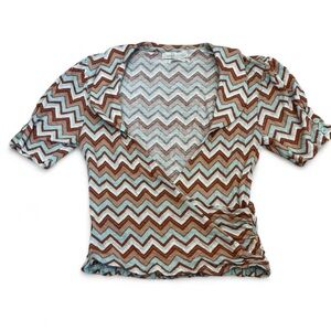 Urban Outfitters Zigzag Crop Top - Rust and Mint Size XS